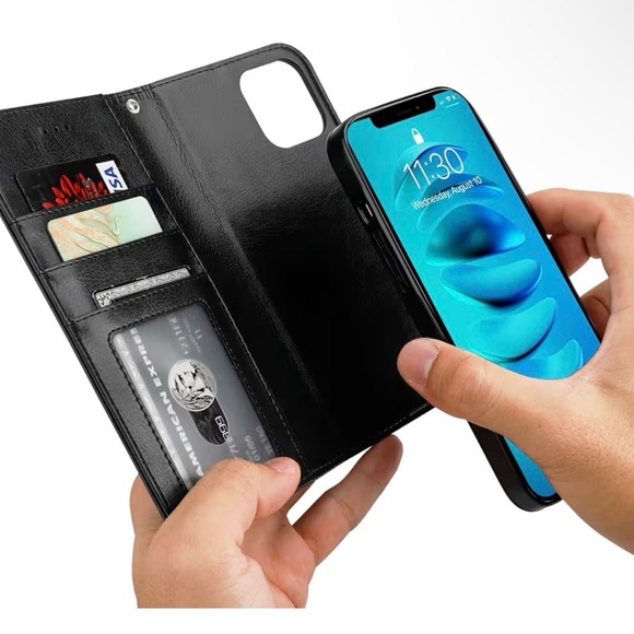 Black Magnetic IPhone 14 Mag Safe Detachable Wallet Phone Case - Picture 2 of 3